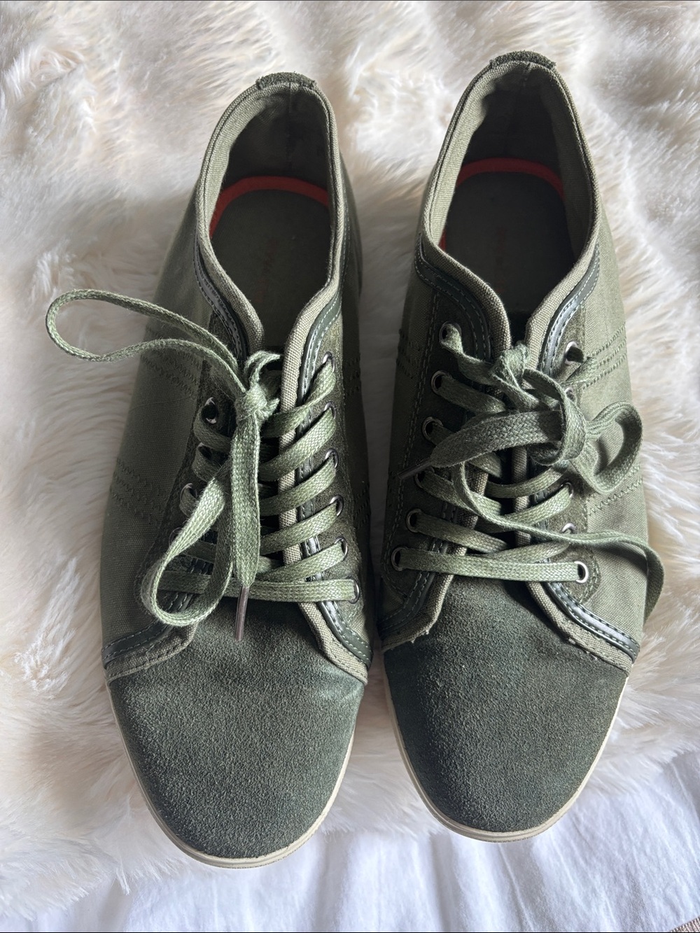 RW&CO. Olive Canvas & Suede Lace-Up Sneakers